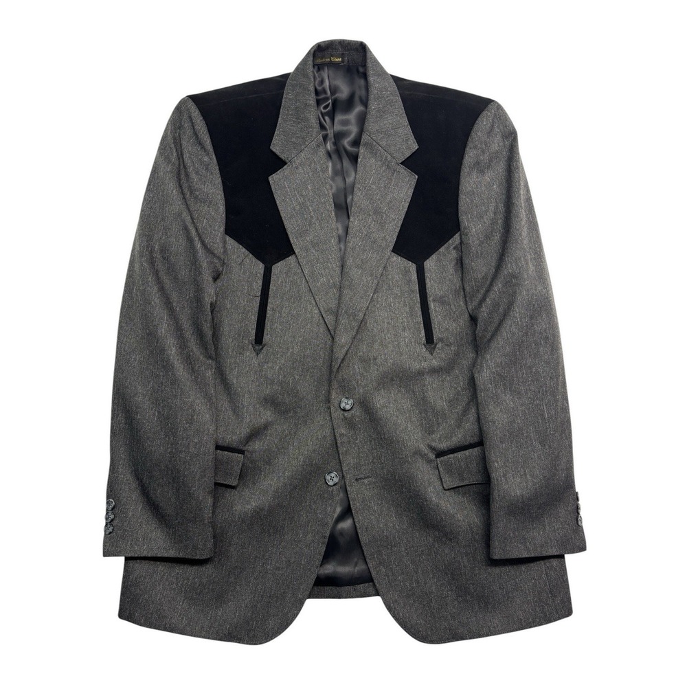 Circle S 42R Gray Black Western Blazer Jacket Sport Suit Coat Cowboy Faux Suede